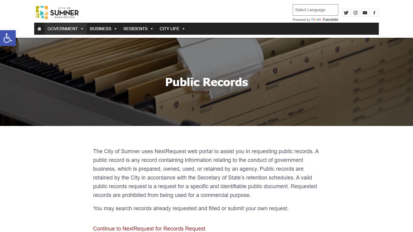 Public Records – City of Sumner
